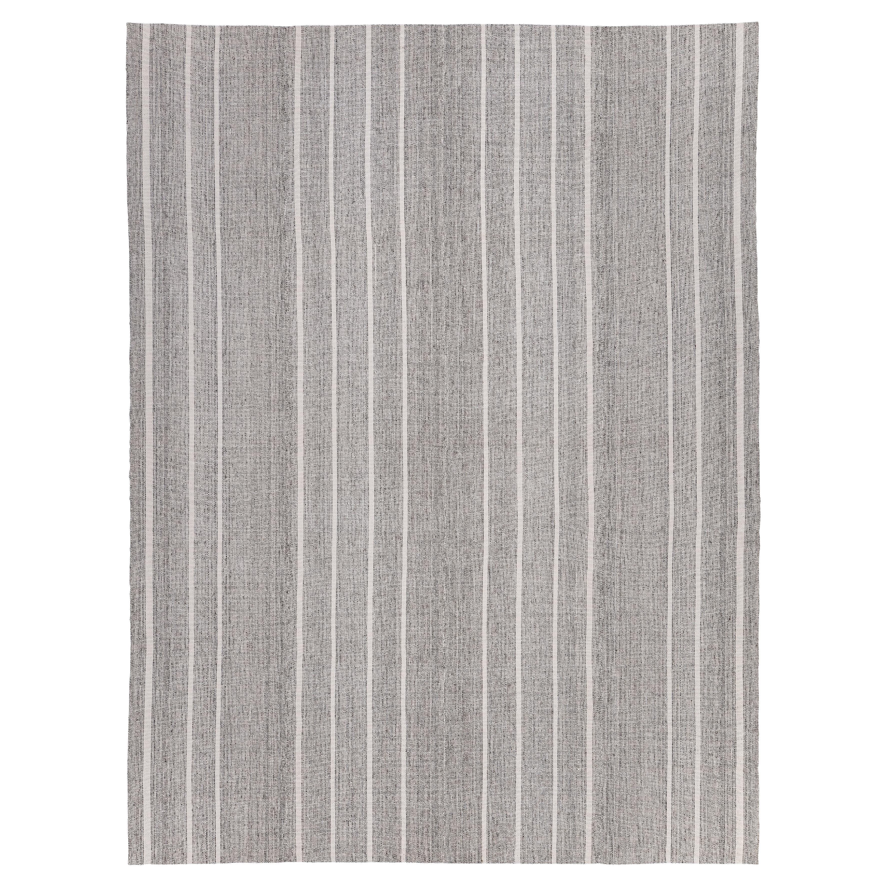 Modern Shiraz Pelas Flachgewebe - Handgesponnene Wolle
Baumwolle, Natur Grau Creme