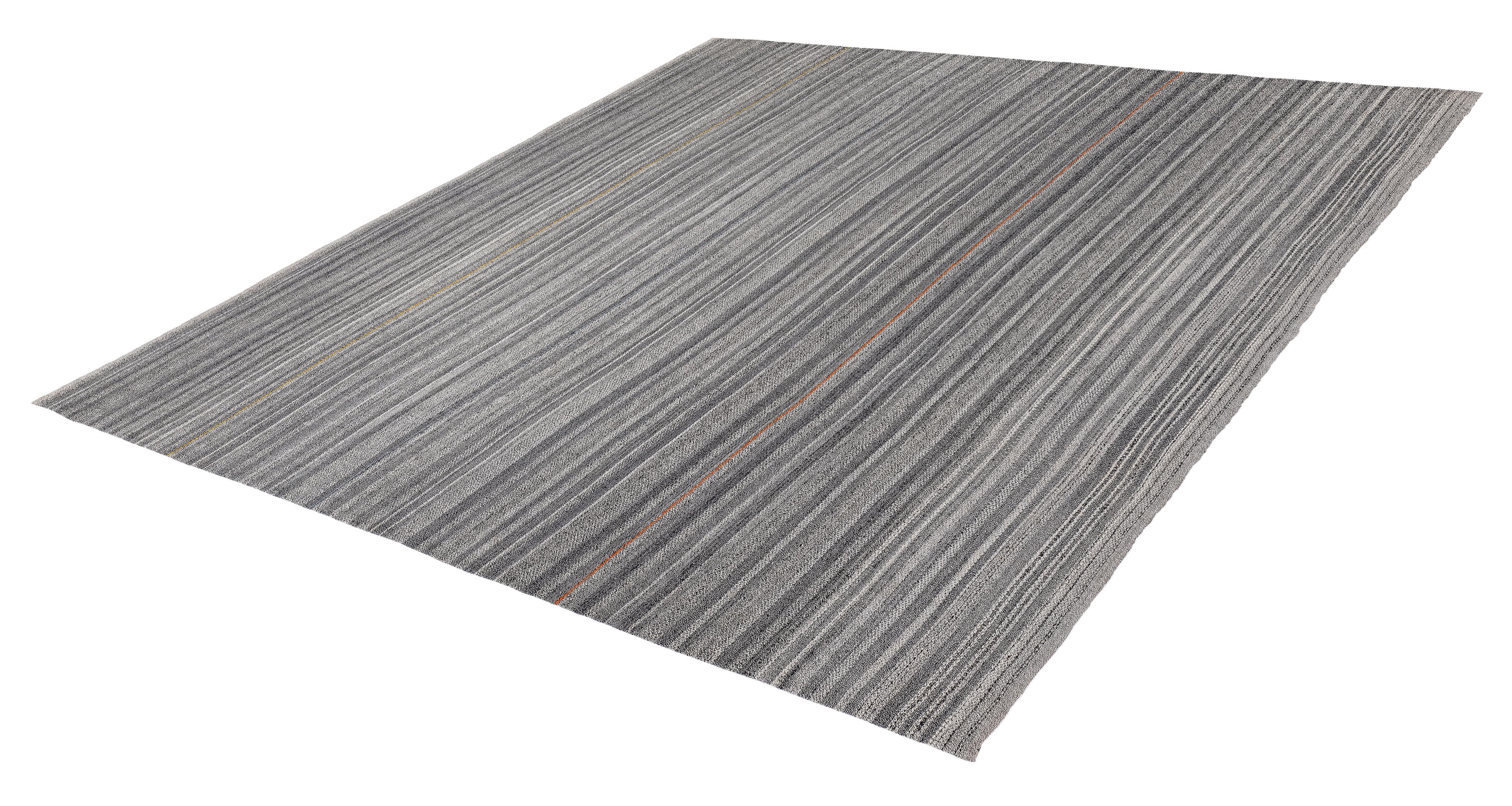 Modern Shiraz Pelas Flachgewebe - Handgesponnene Wolle & Baumwolle, Naturgrau-Creme-Ton (21. Jahrhundert und zeitgenössisch) im Angebot