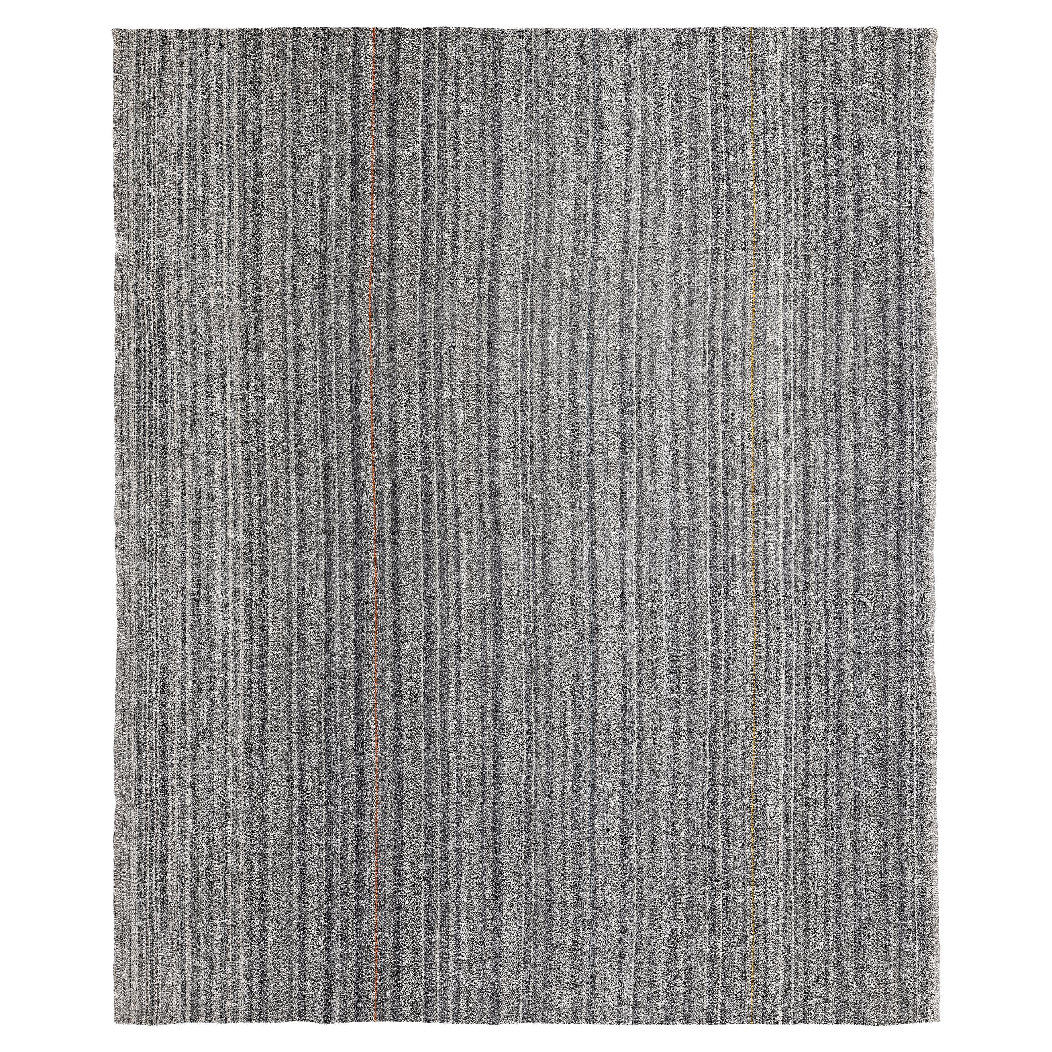 Modern Shiraz Pelas Flachgewebe - Handgesponnene Wolle
Baumwolle, Naturgrau-Creme-Ton