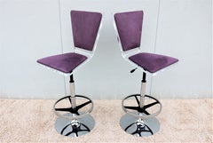 Modern Shlomi Haziza H.Studio Trigo Barstools in Purple Suede and Acrylic a pair