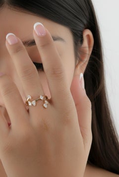 Modern SI/H Natural Diamond Cluster Ring 14 Karat Yellow Gold