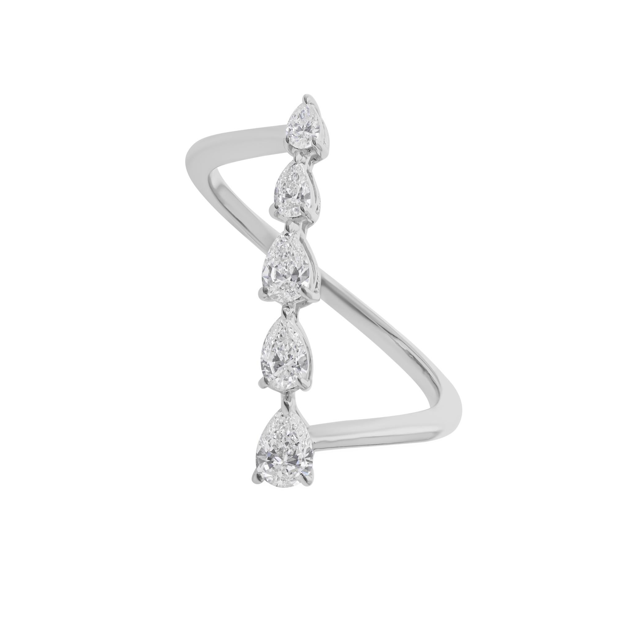 En venta: Anillo de oro blanco moderno SI/H con diamantes verticales de cinco piedras Regalo de dama de honor  6