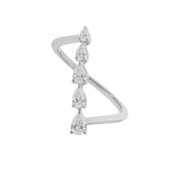 Modern SI/H Diamond Vertical Five Stone White Gold Ring Bridesmaid Gift