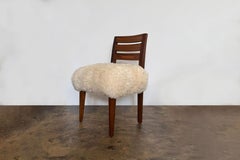 Modern Side Chair in Exotic Wood and Sheepskin, Renzo Ovino, In Stock