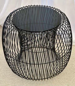 Modern Side / End Table, Ebony with Ebony Shadow Glass Top, Decorative