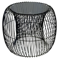 Modern Side / End Table, Ebony with Ebony Shadow Glass Top, Decorative