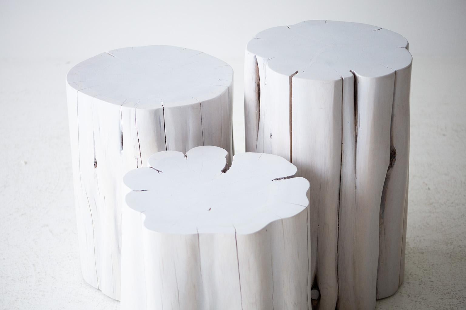 Américain Modern Side Table / 13” Diameter White Stump en vente
