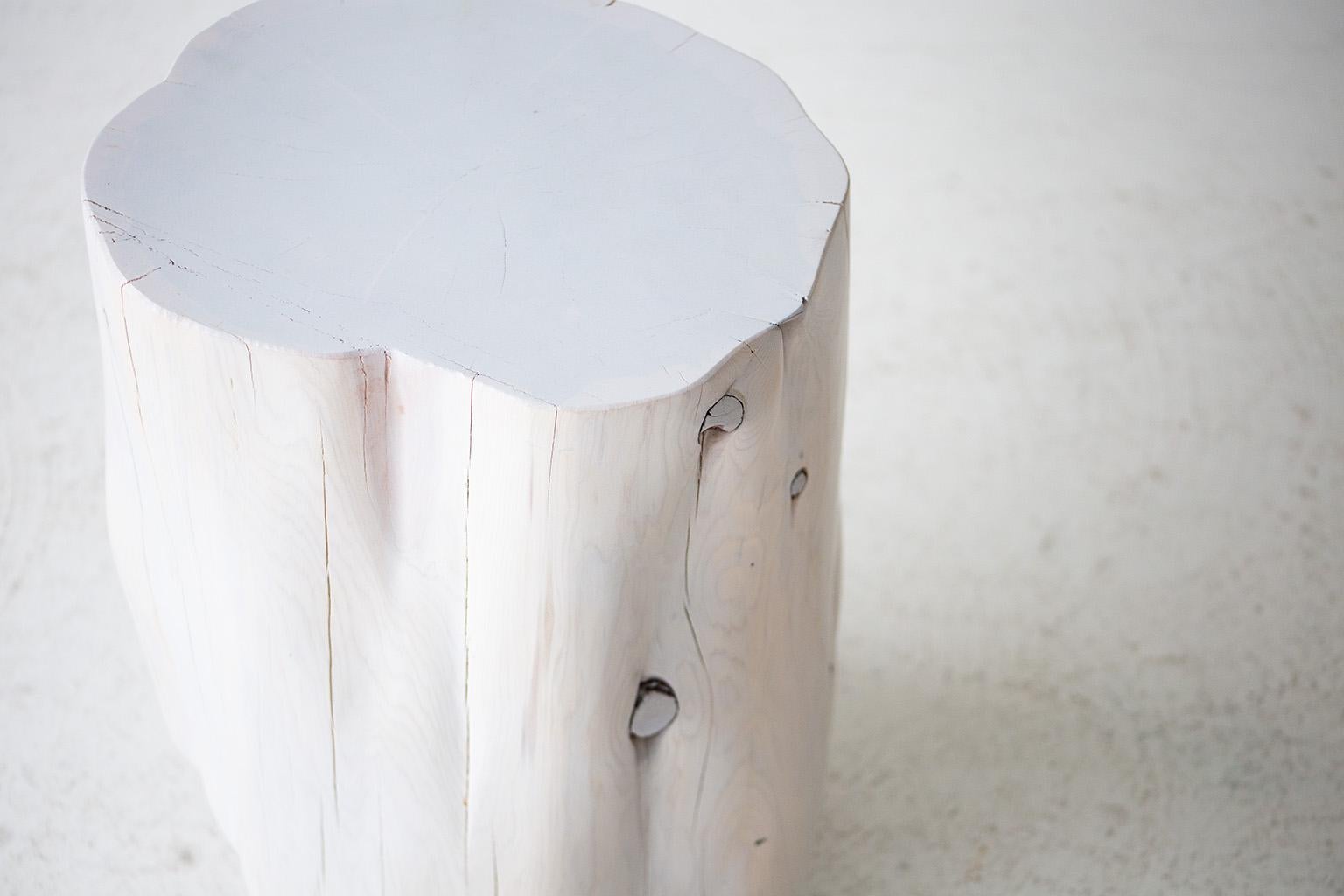 Contemporary Modern Side Table / 13” Diameter White Stump For Sale
