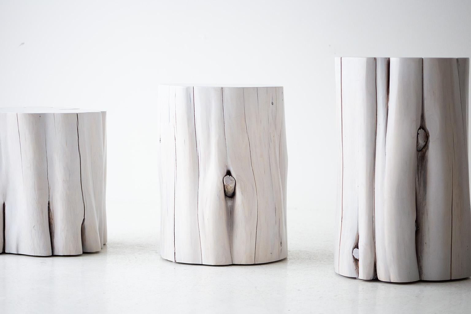 Cedar Modern Side Table / 13” Diameter White Stump For Sale