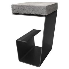 Modern Side Table by Baker Street Boys, Hand-crafted Concrete, Raw Steel
