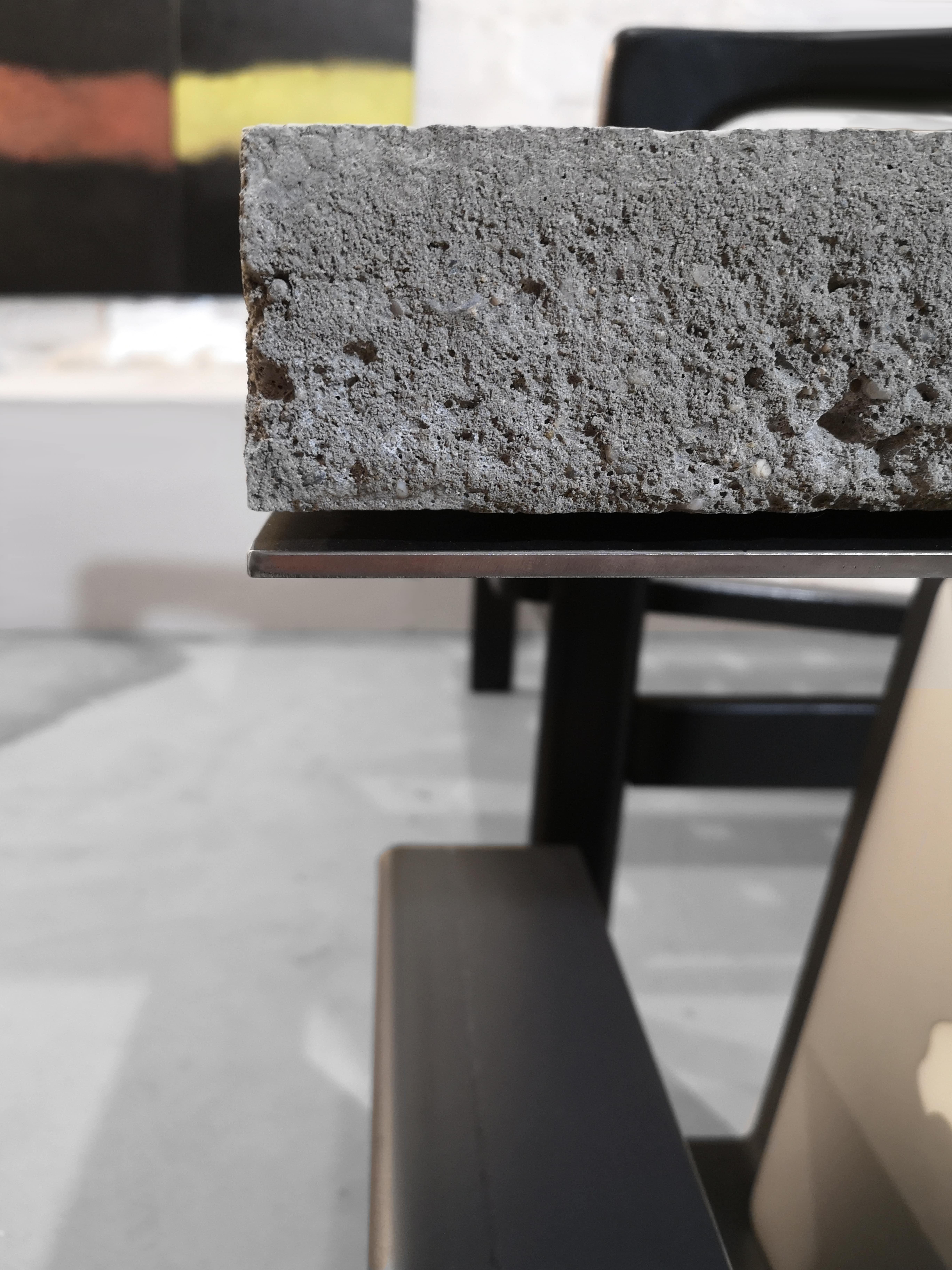 Minimalist Modern Side Table by Tomasz Danielec, Concrete, Raw Steel For Sale