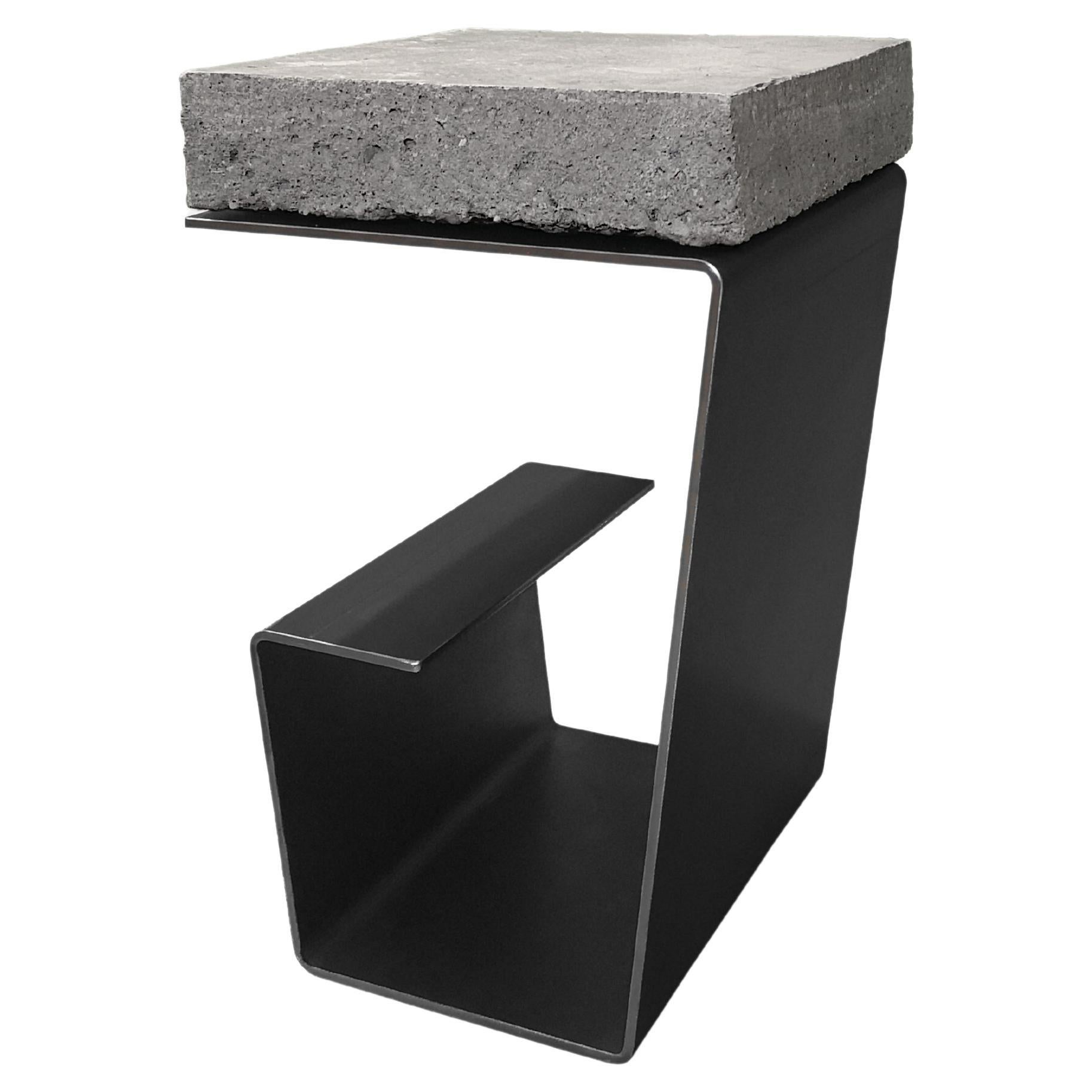 Modern Side Table by Tomasz Danielec, Concrete, Raw Steel For Sale
