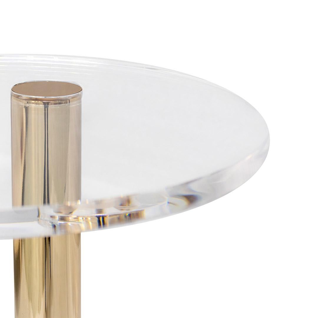 Portuguese Waterproof Outdoor Side Table Gold-Plated Stainless Steel For Sale