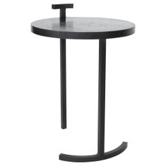 Black Side Table Round Modern Geometric Blackened Waxed Steel Contemporary 