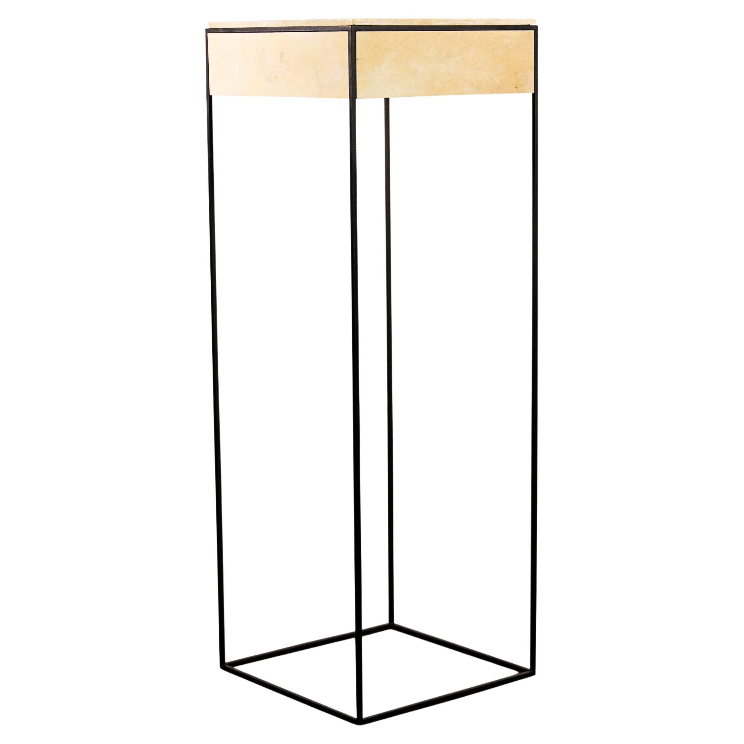 Mesa Auxiliar Moderna en Metal y Piel de Cabra by Costantini, Marcello 'En Stock'