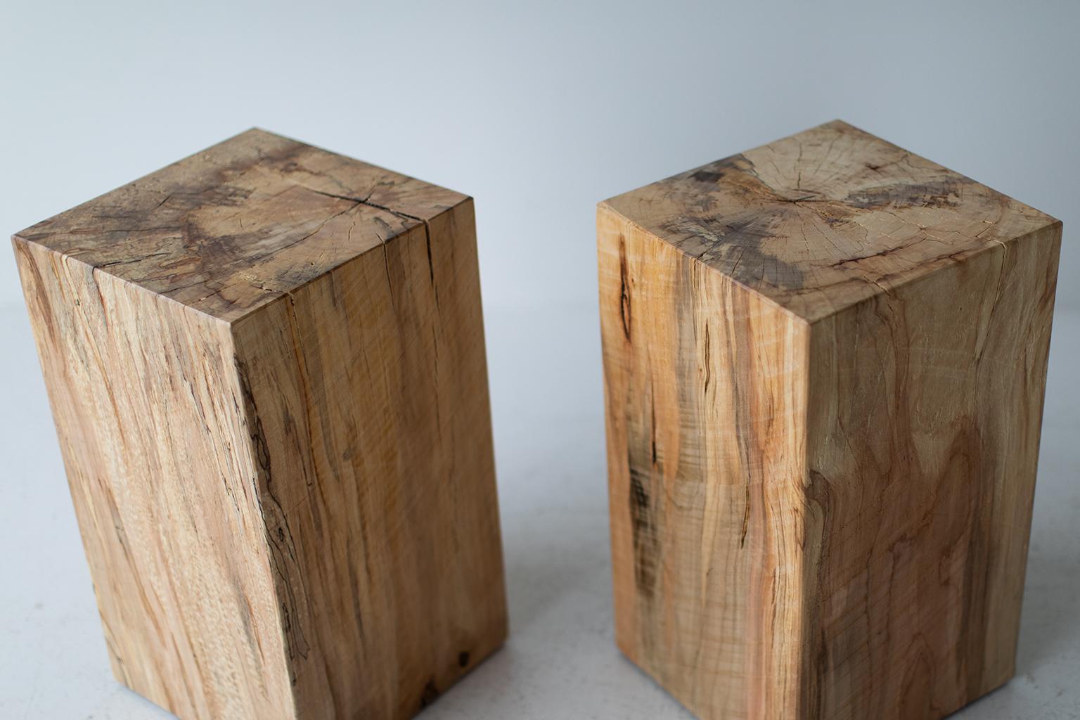 modern wood block side table