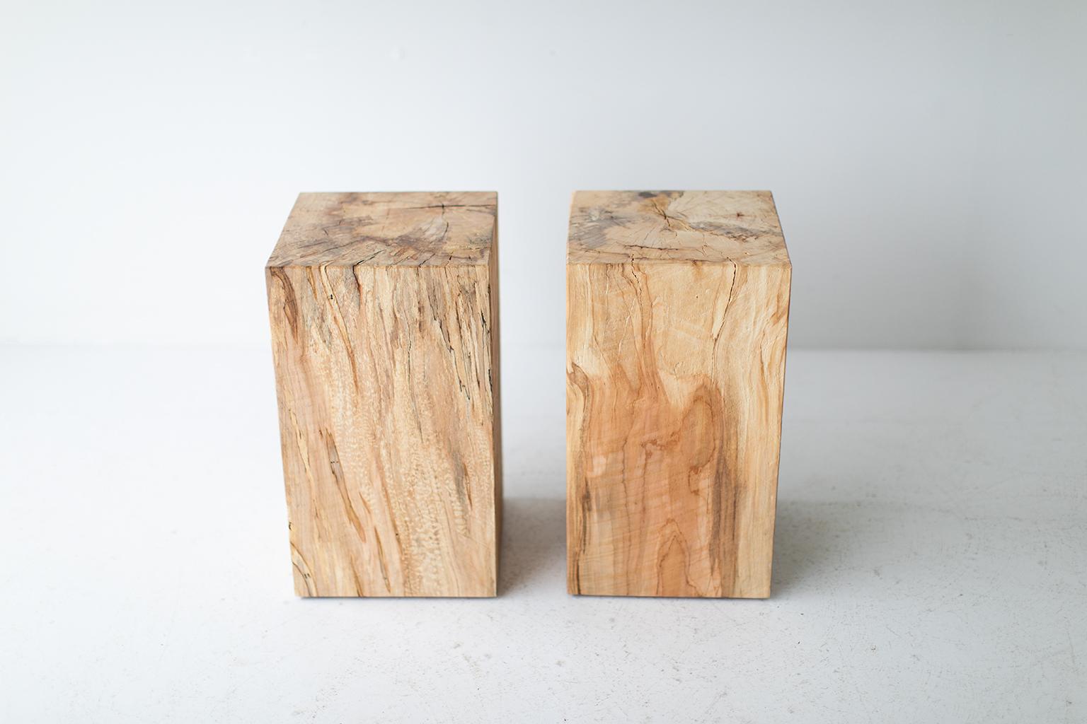 Maple Modern Side Table, Natural Square Stump  For Sale