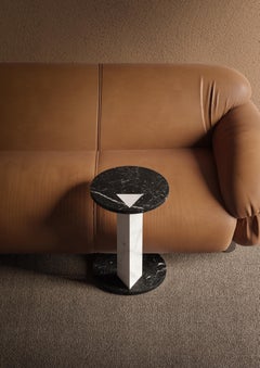 Modern Side Table S in Black and White marble, Designer Lorenzo Zaccarin