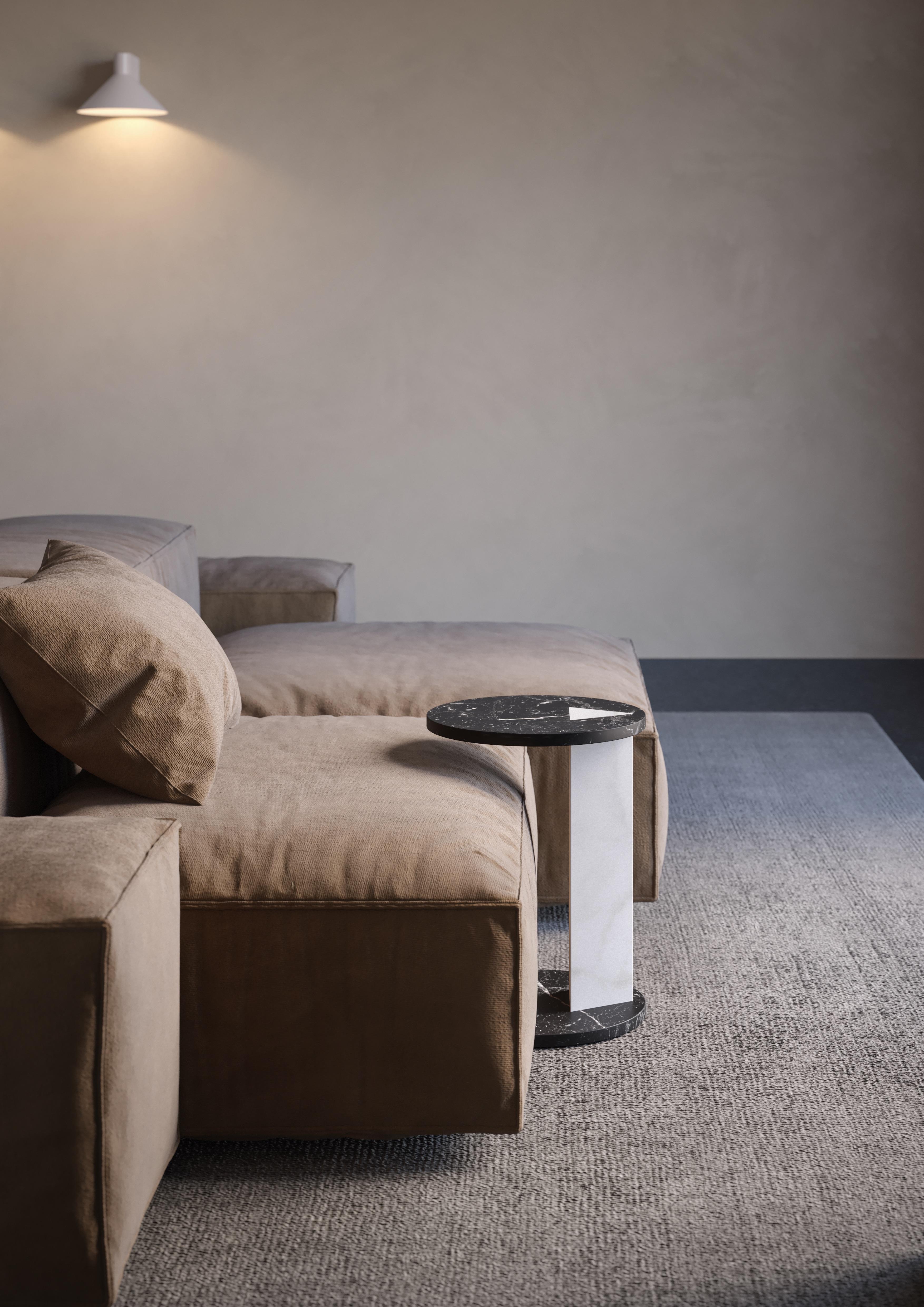 Mesa auxiliar moderna S de mármol blanco y negro, Diseñador Lorenzo Zaccarin Moderno en venta