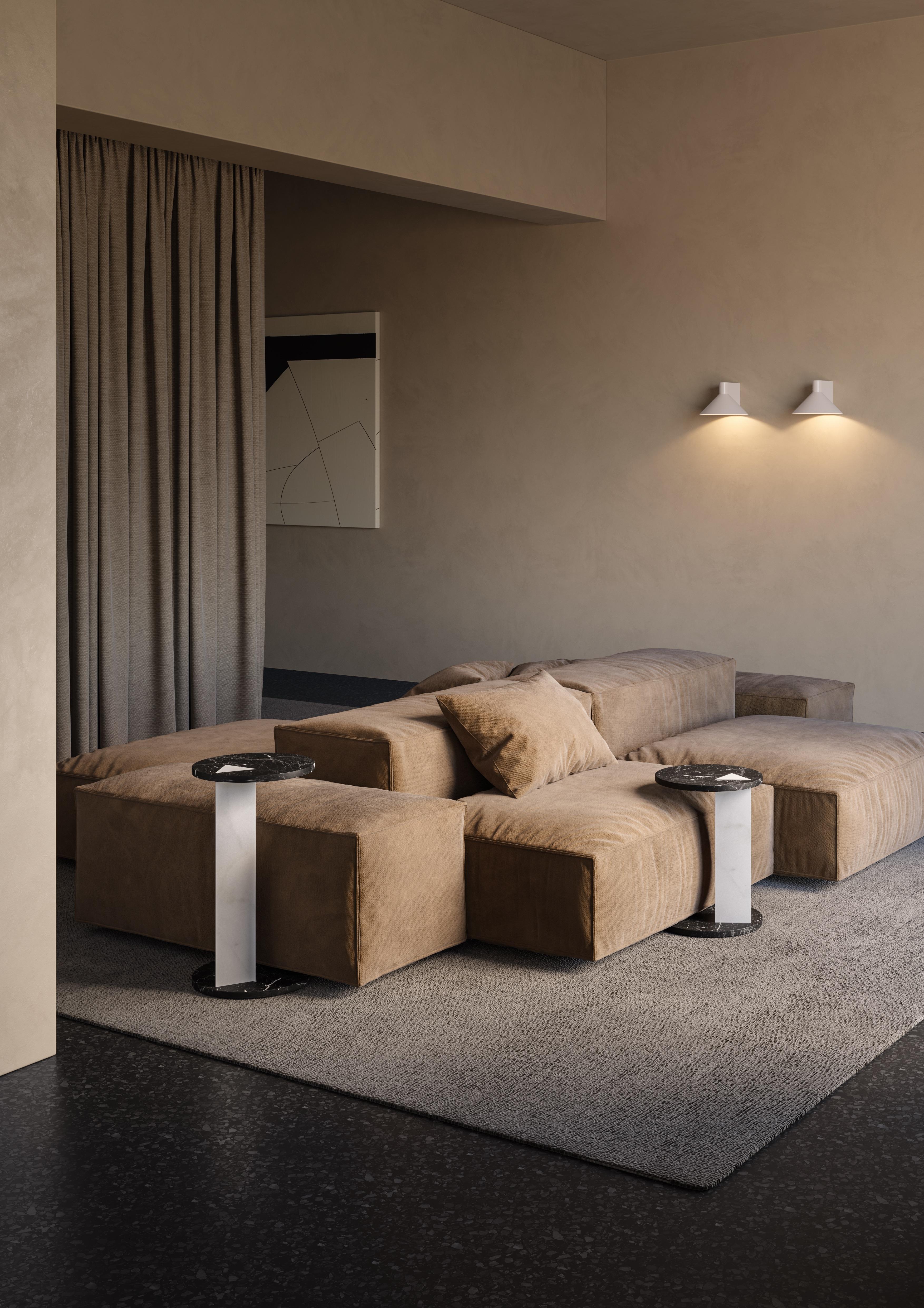 Mesa auxiliar moderna S de mármol blanco y negro, Diseñador Lorenzo Zaccarin Italiano en venta