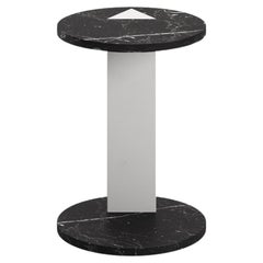Mesa auxiliar moderna S de mármol blanco y negro, Diseñador Lorenzo Zaccarin