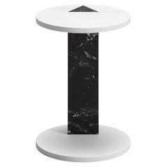 Mesa auxiliar moderna S de mármol blanco y negro, Diseñador Lorenzo Zaccarin