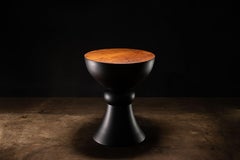 Modern Side Table / Stool in Ebonized Wood & Walnut Burl by Costantini, Caliz