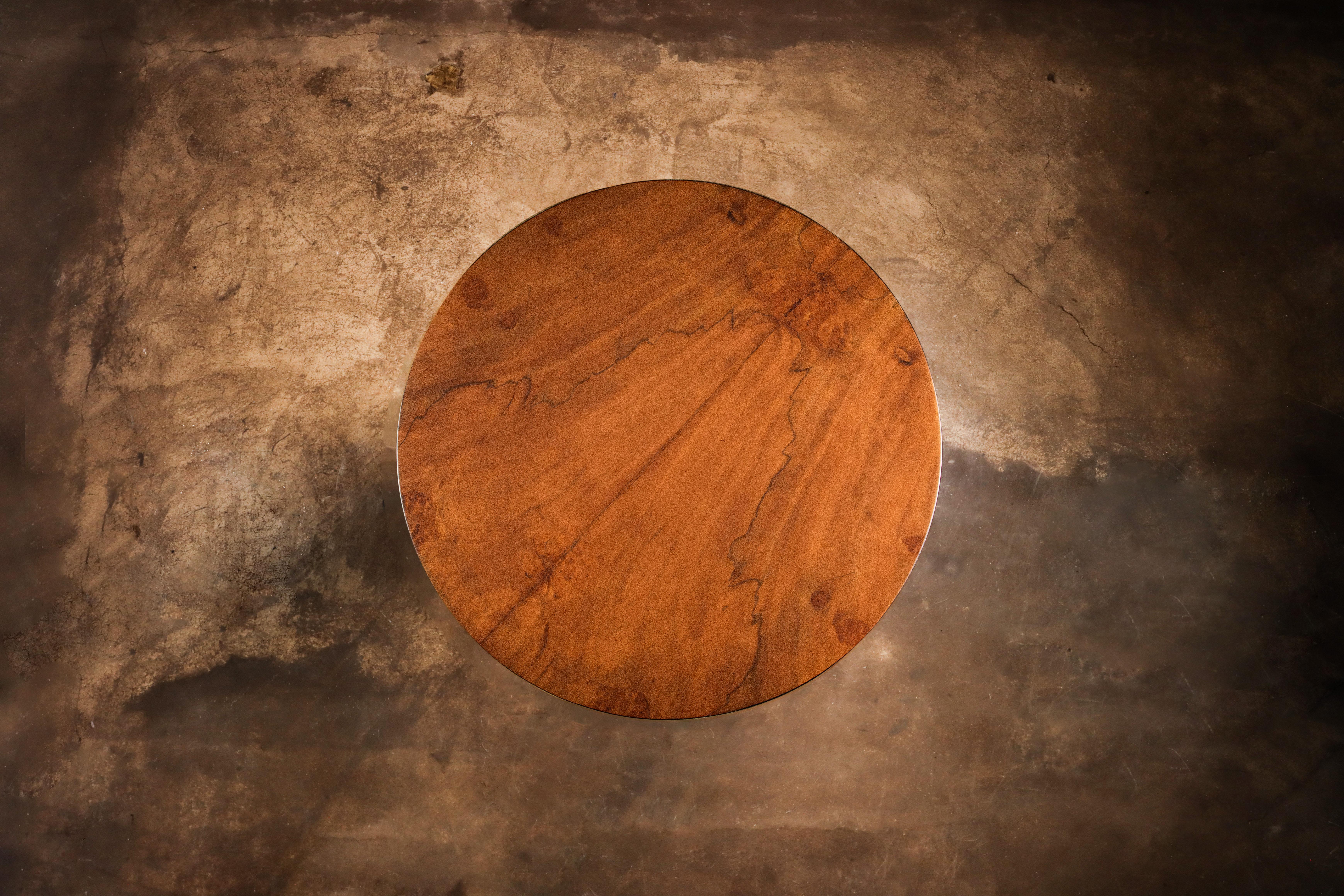 Modern Side Table / Stool in Ebonized Wood & Walnut Burl by Costantini, Caliz For Sale 1