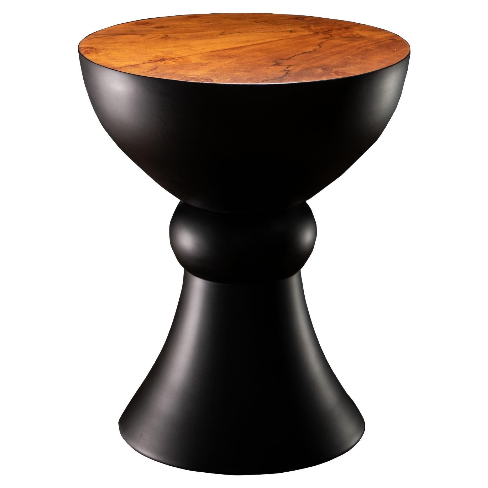 Modern Side Table / Stool in Ebonized Wood & Walnut Burl by Costantini, Caliz For Sale