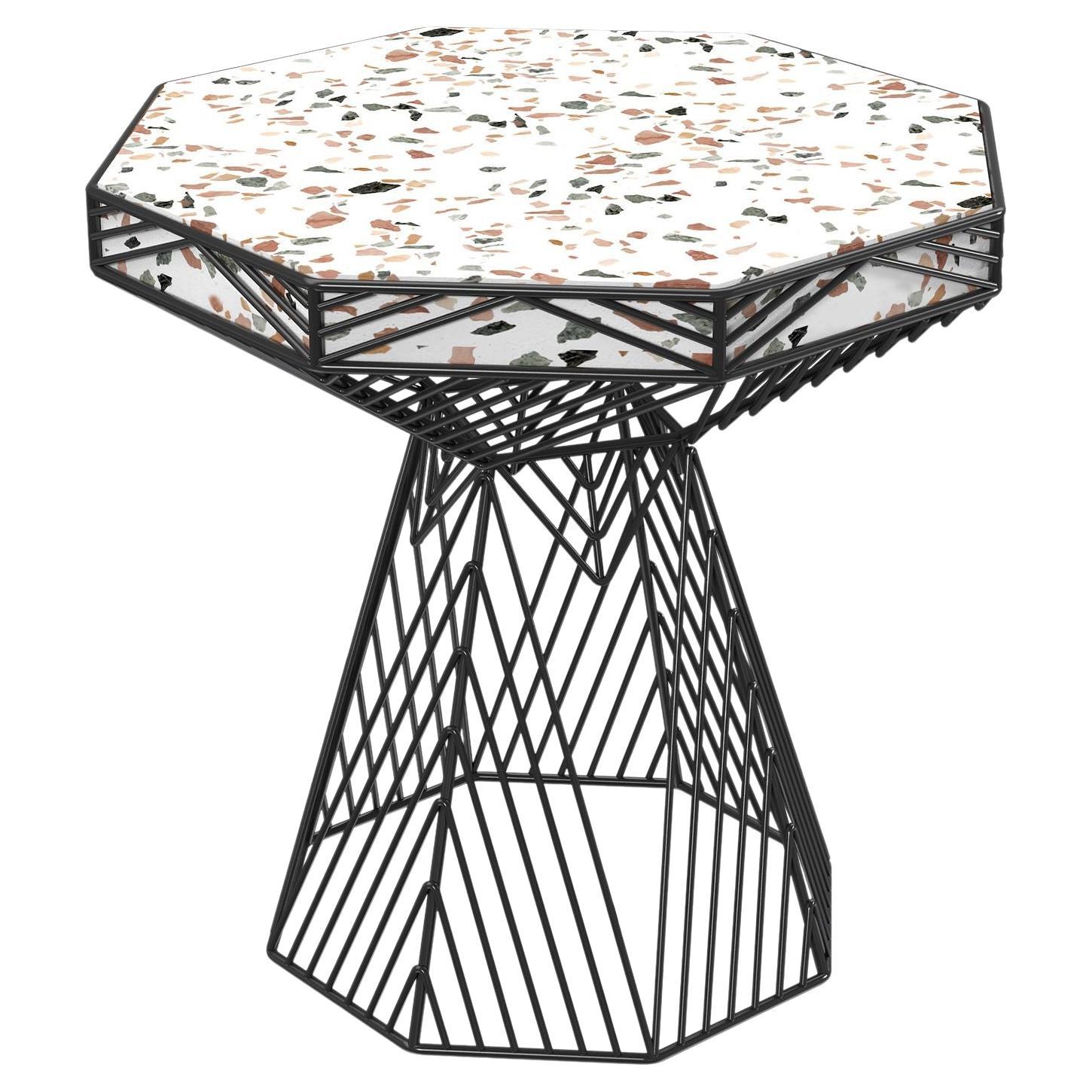 Modern Side Table, Terrazzo Wire Table in Black, Switch Table