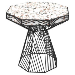 Table d'appoint moderne Terrazzo Wire Table in Black, Table Switch