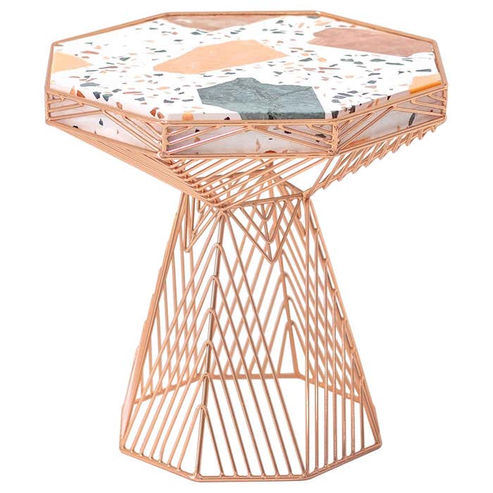Modern Side Table, Terrazzo Wire Table in Copper, Switch Table For Sale ...