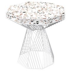 Modern Side Table, Terrazzo Wire Table in White, Switch Table