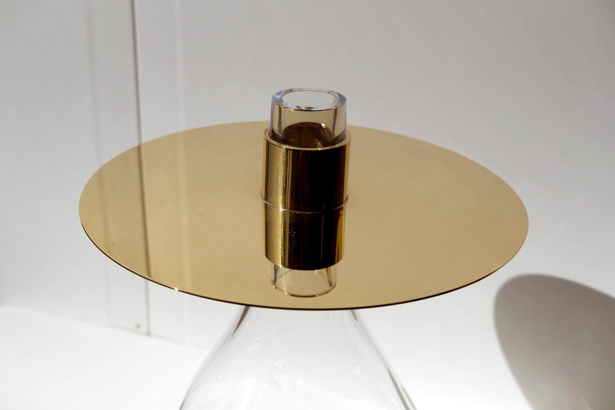 Modern Side Table/Vase, Mouth Blown Glass with Polished Brass, by Erik Olovsson In New Condition In Stockholm, SE