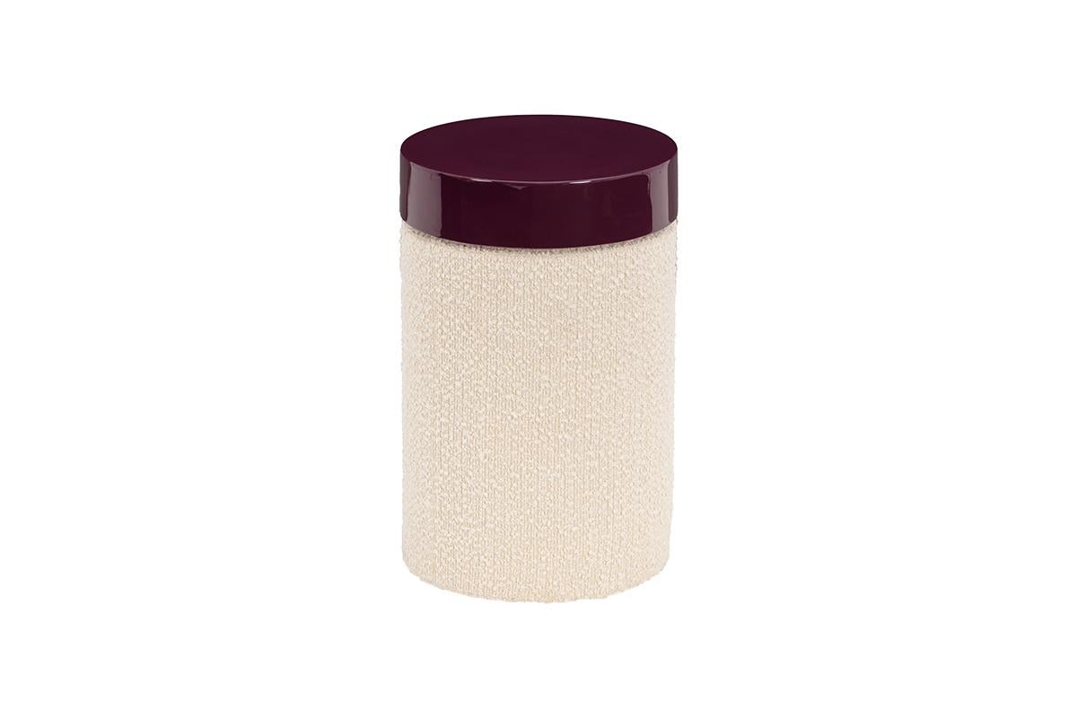 Modern Side Table With Boucle Base - Yellow In New Condition For Sale In Miami Beach, FL