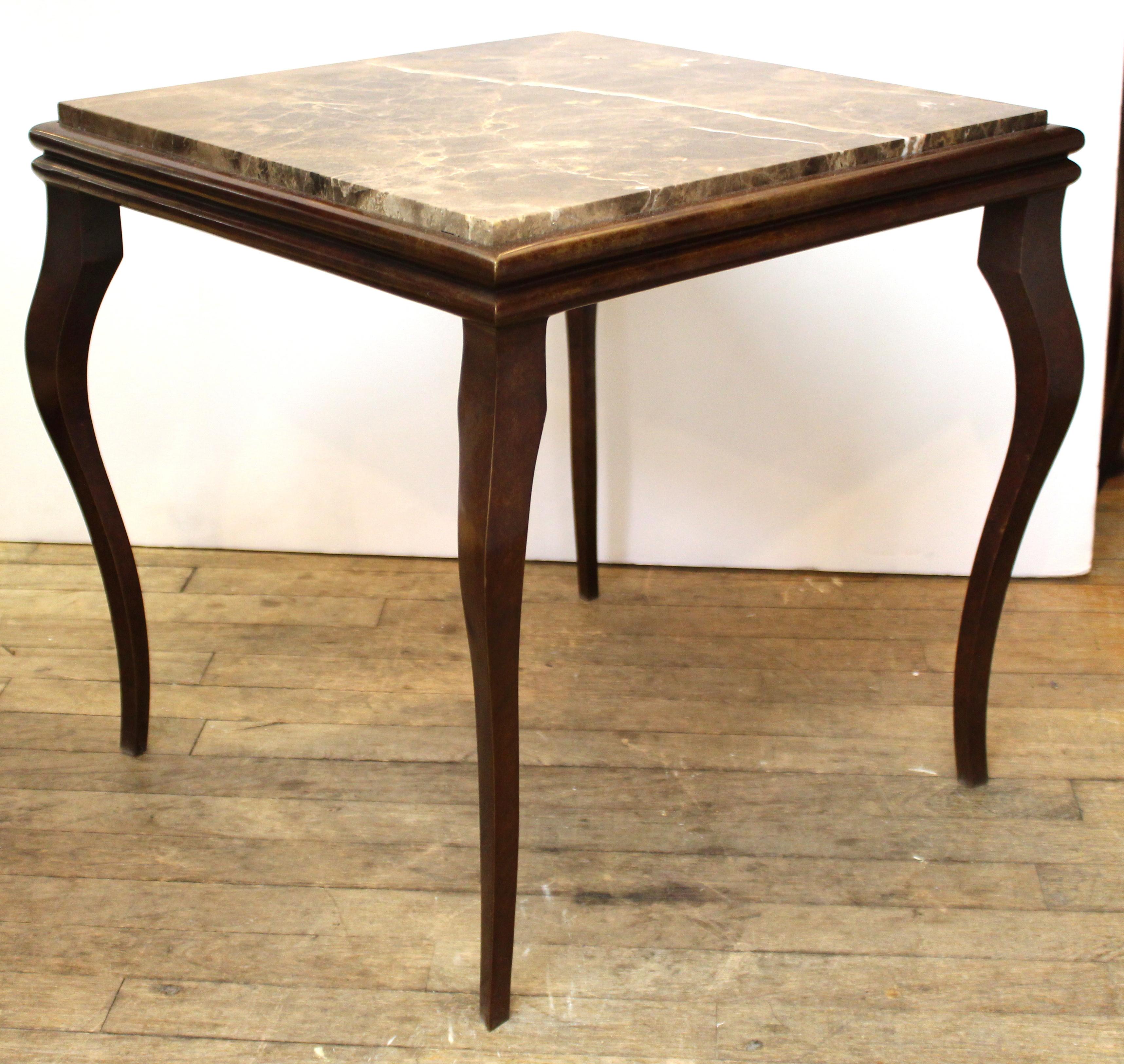 20th Century Modern Side Table with Cabriole Legs & Marble Top