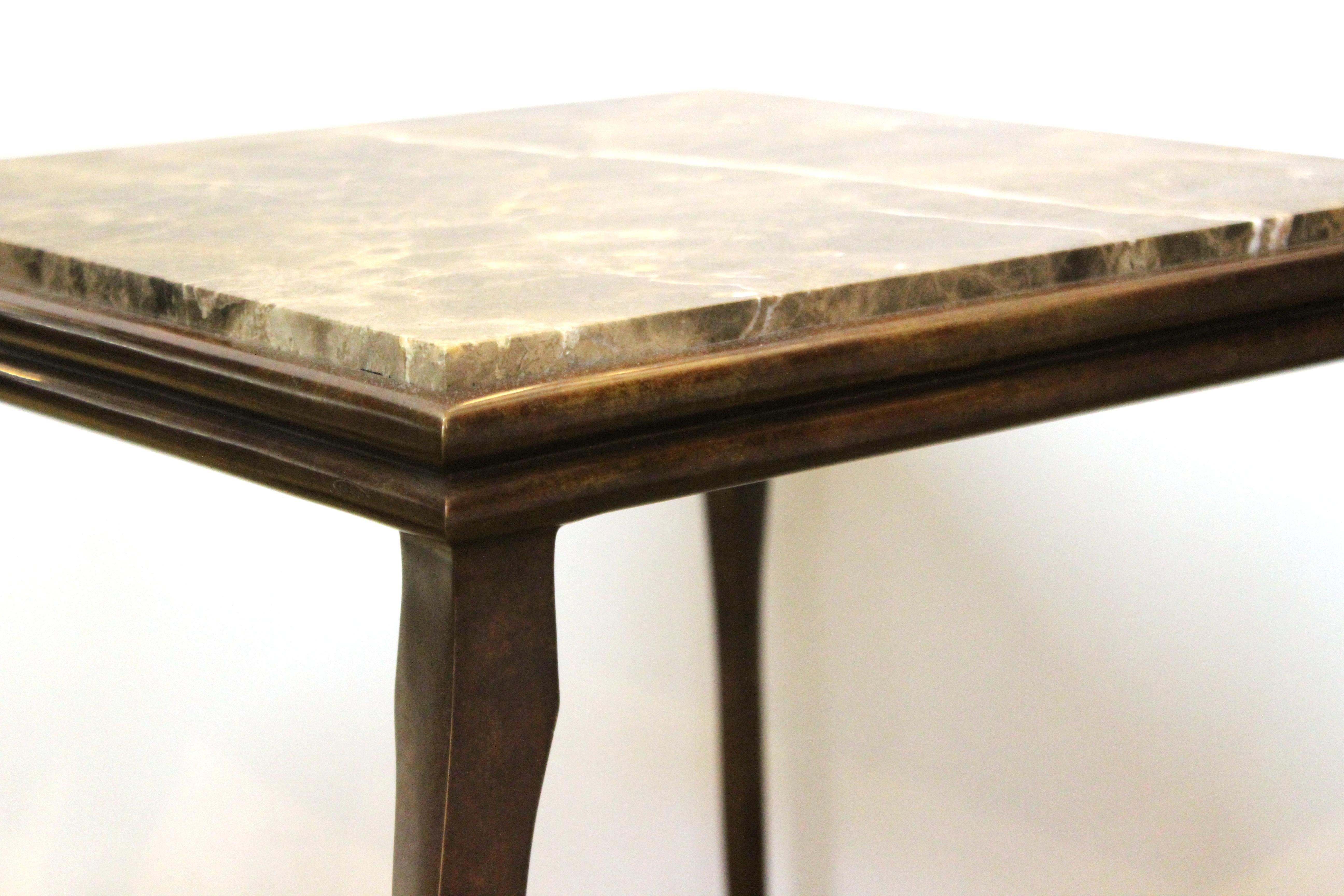 Modern Side Table with Cabriole Legs & Marble Top 1