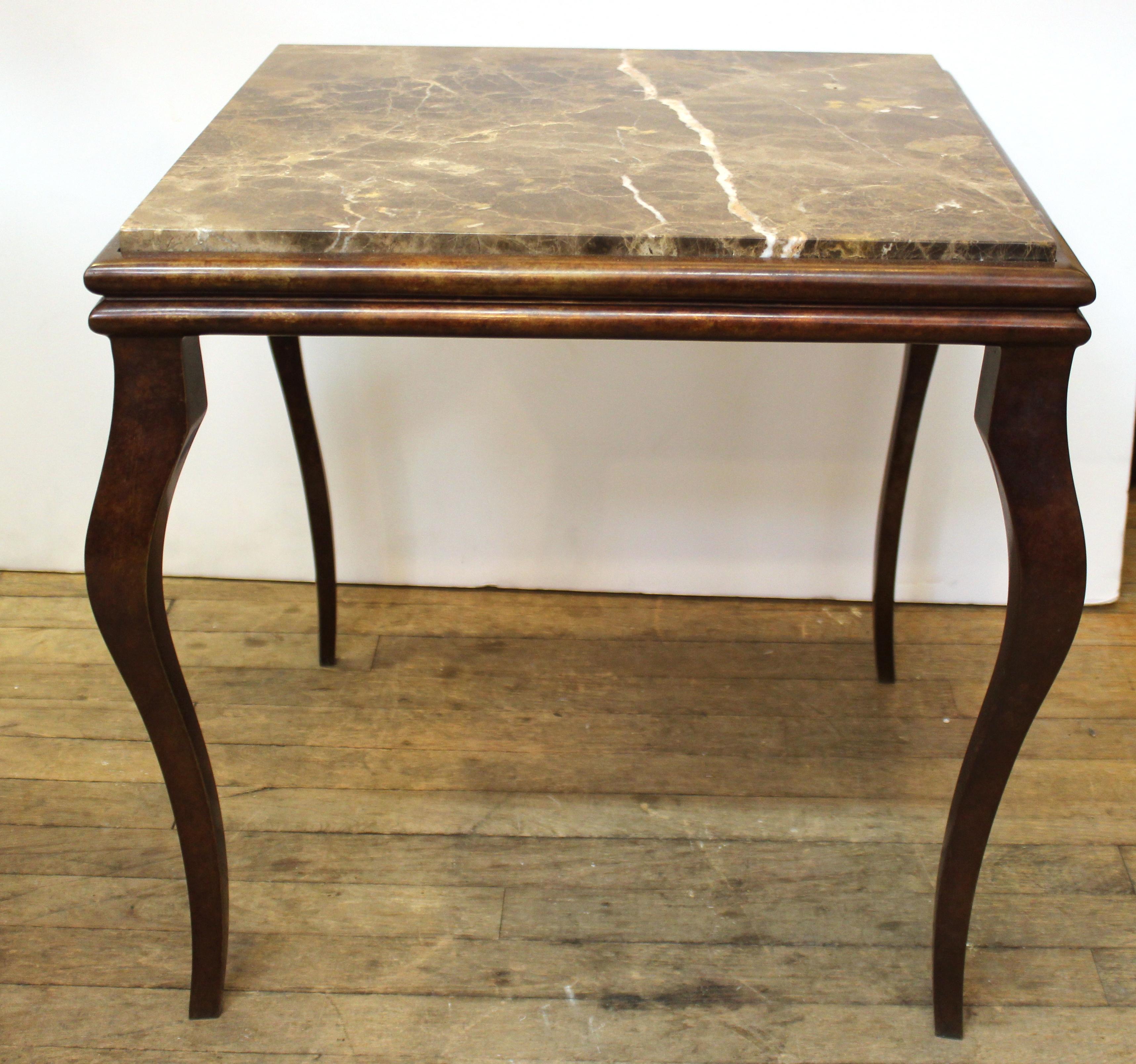 Modern Side Table with Cabriole Legs & Marble Top For Sale 1