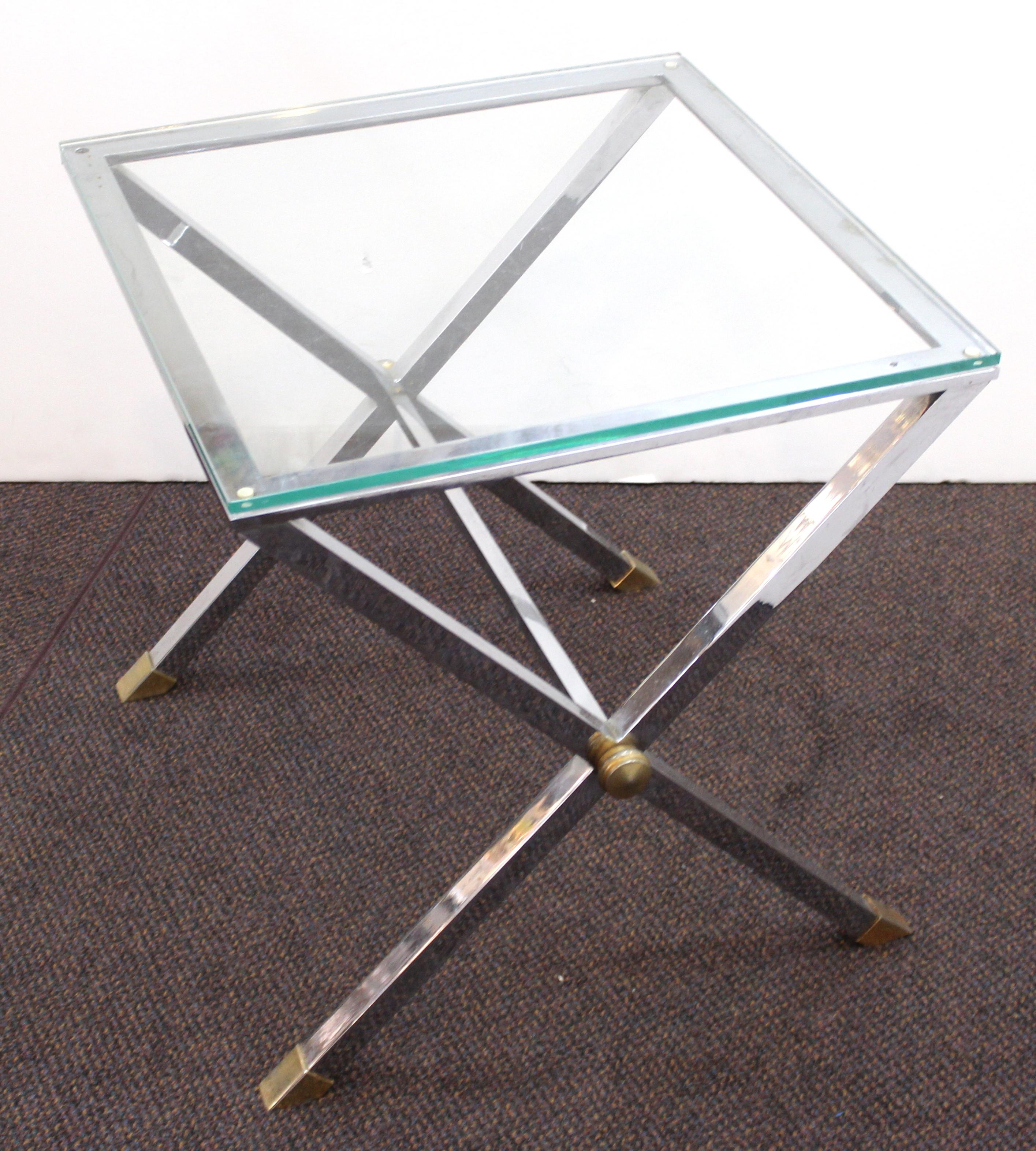 glass top end table with metal base