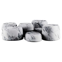 Modern Side Tables Set of 10 Made in Arabscato Marble for Multiple Combinations