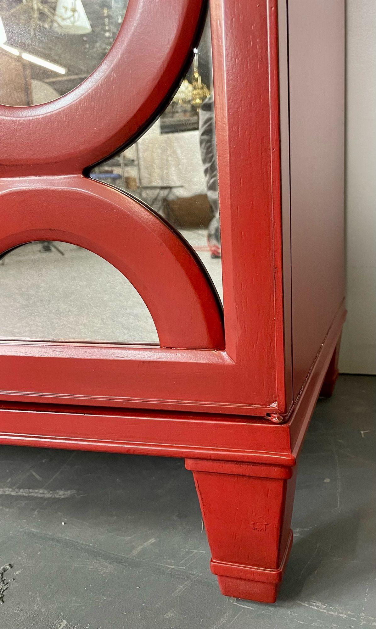 Modern Sideboard, Dresser or Chest, Red Lacquered, Mirrored For Sale 1