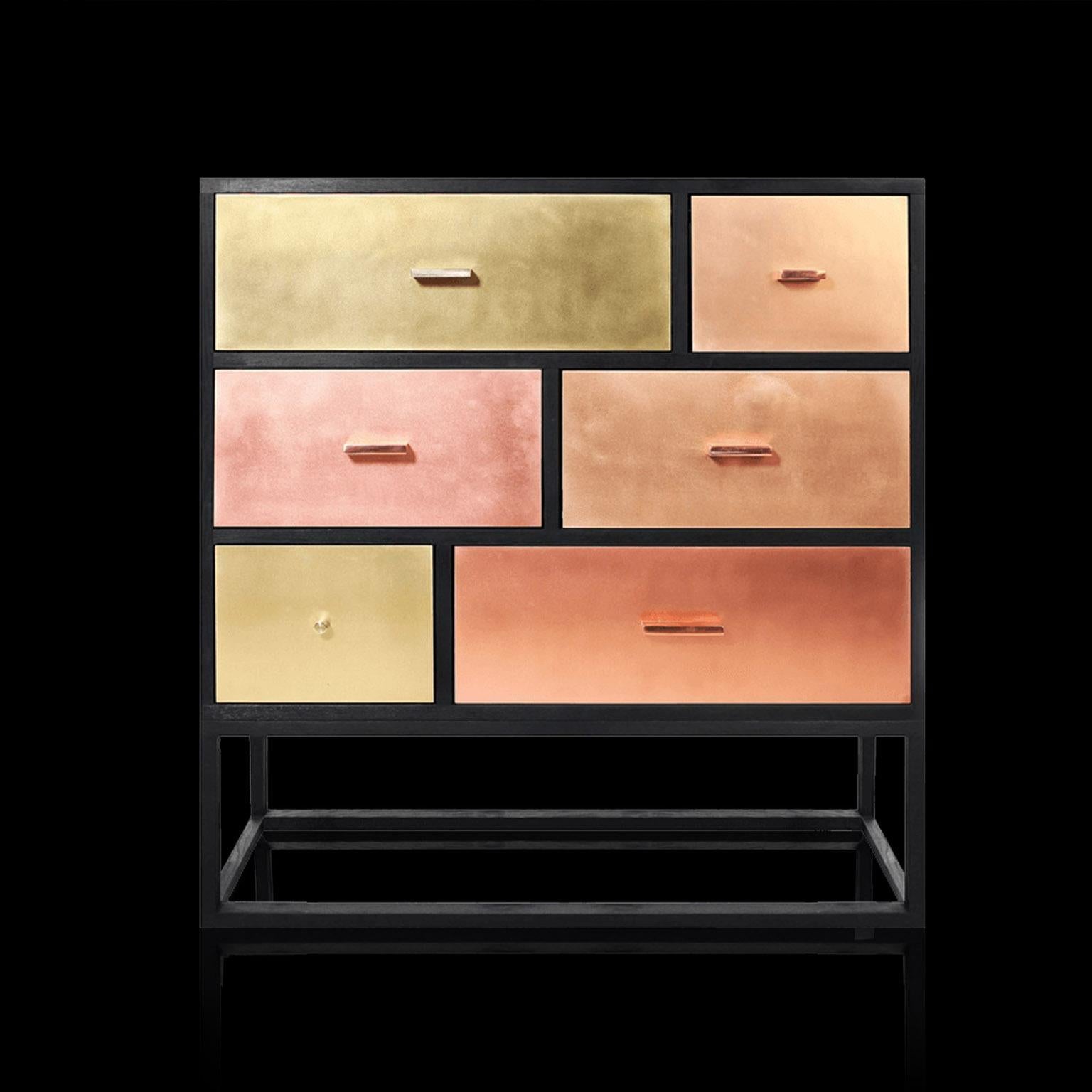 Modernes schwarzes Sideboard der Moderne mit Marmorplatte und Messing, Kupfer, Bronze, Gold im Angebot 6