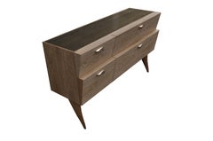 Modern Sideboard 'Xuni' Brass Top Handcrafted with European or Exotic Woods