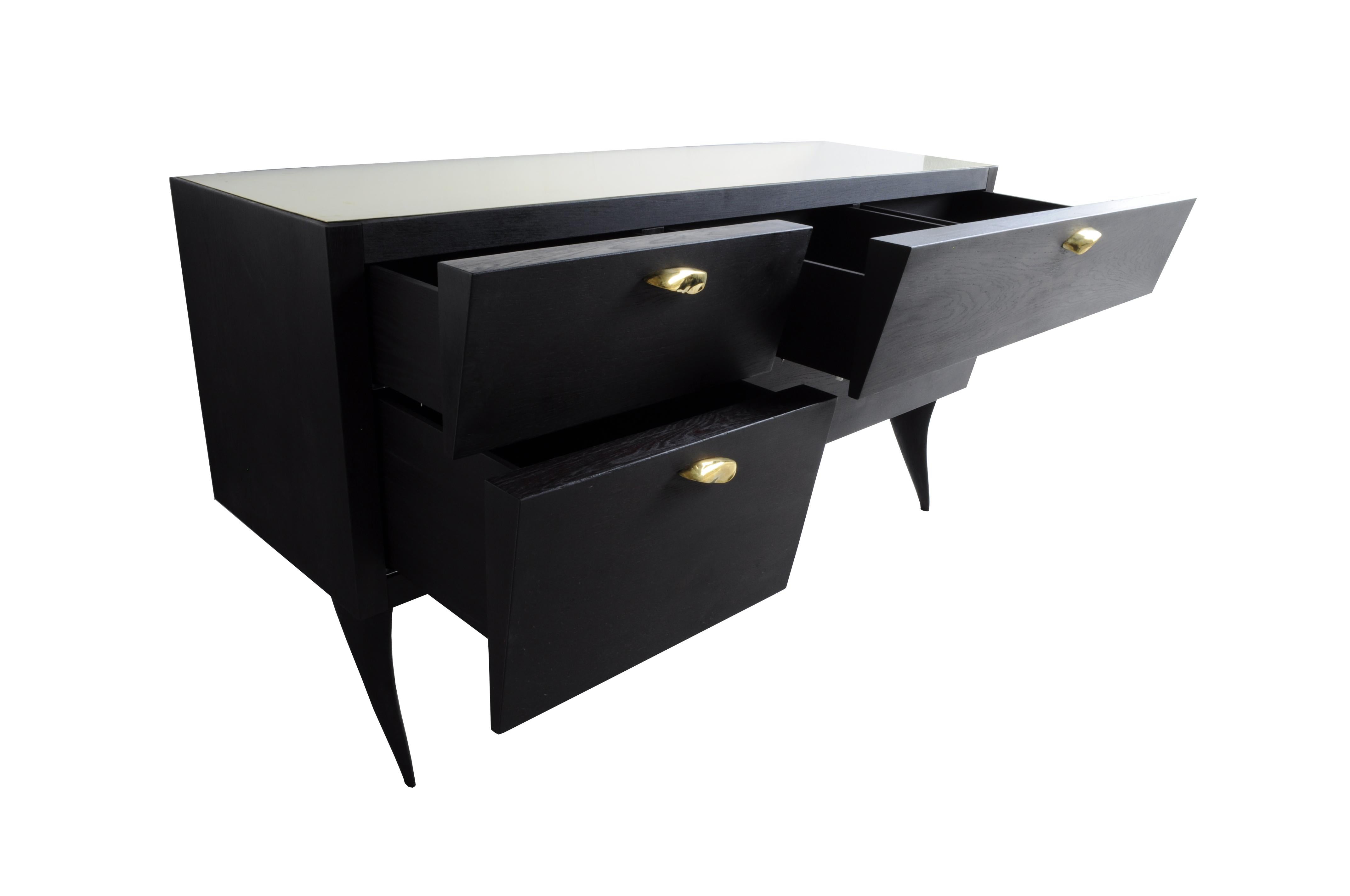 Modern Sideboard 'Xuni' Brass Top Handcrafted with European or Exotic Woods im Angebot 1