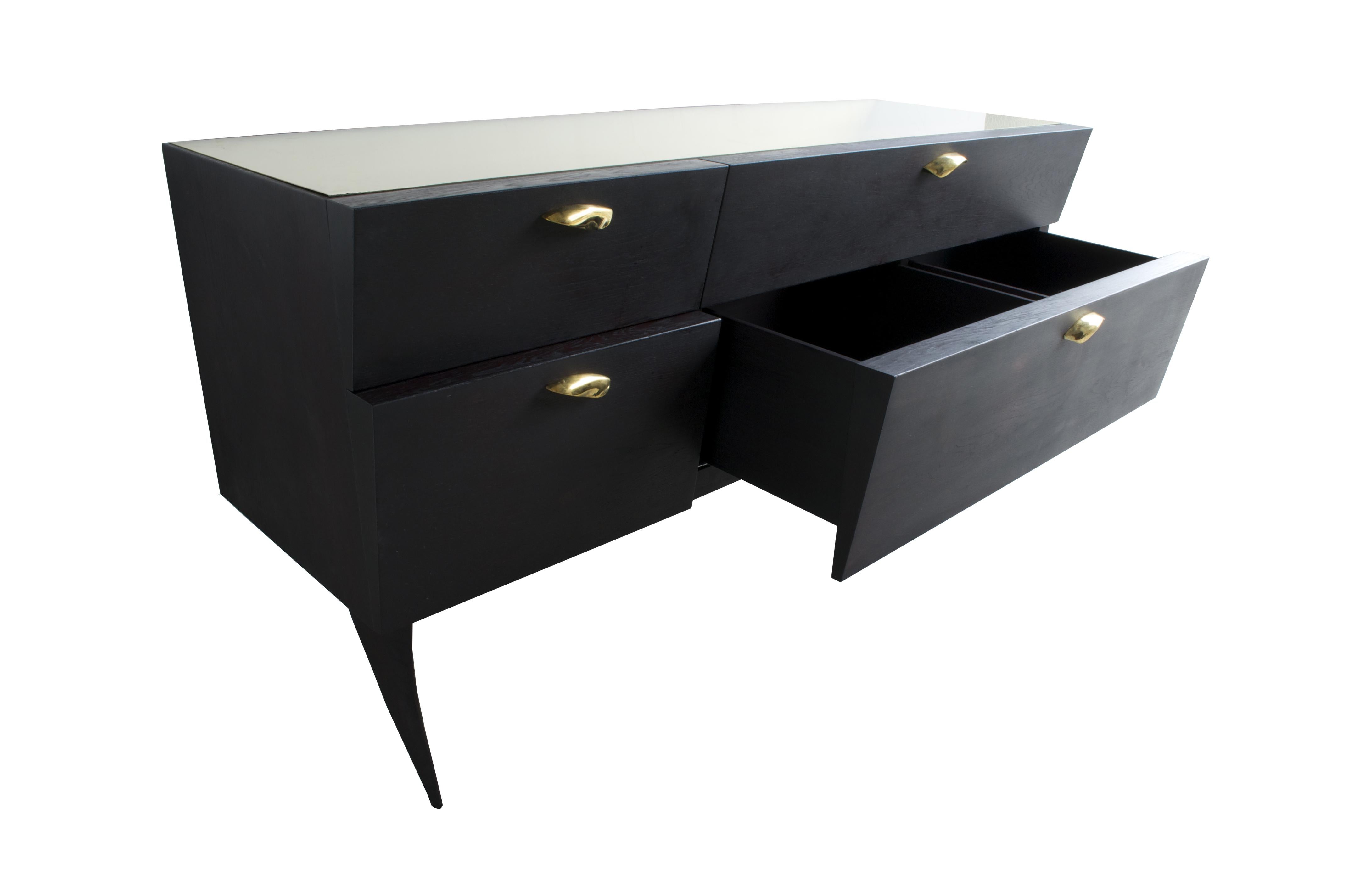 Modern Sideboard 'Xuni' Brass Top Handcrafted with European or Exotic Woods im Angebot 2