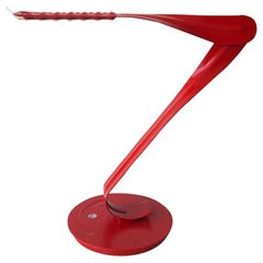 Modern Signed Herman Miller Red and Black "Leaf" LED Desk Lamp by Yves Behar