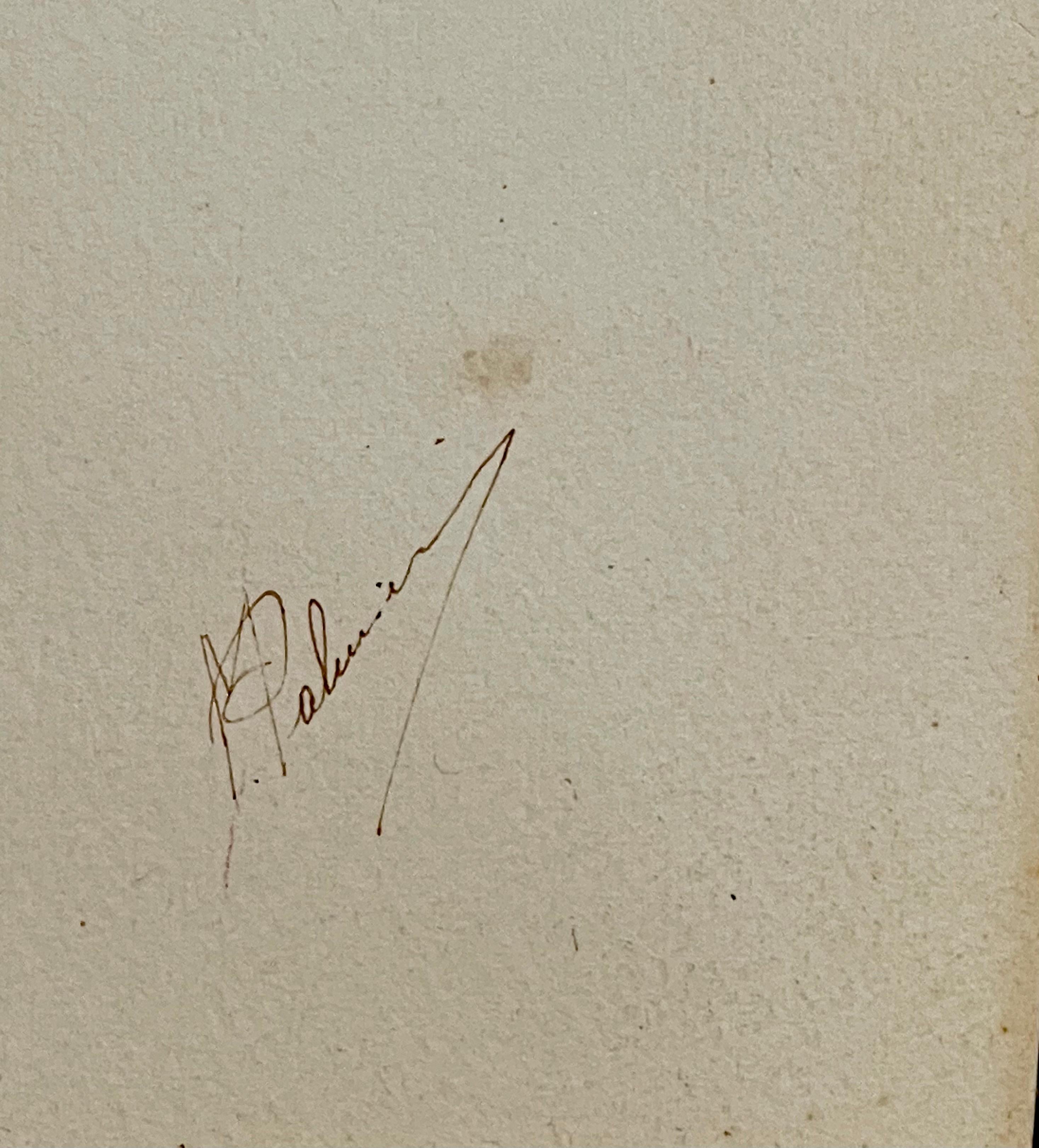 Mid-Century Modern Aquarelle orientale moderne signée représentant une femme et un enfant en vente