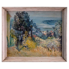 Modern Signed Painting French Riviera Landscape