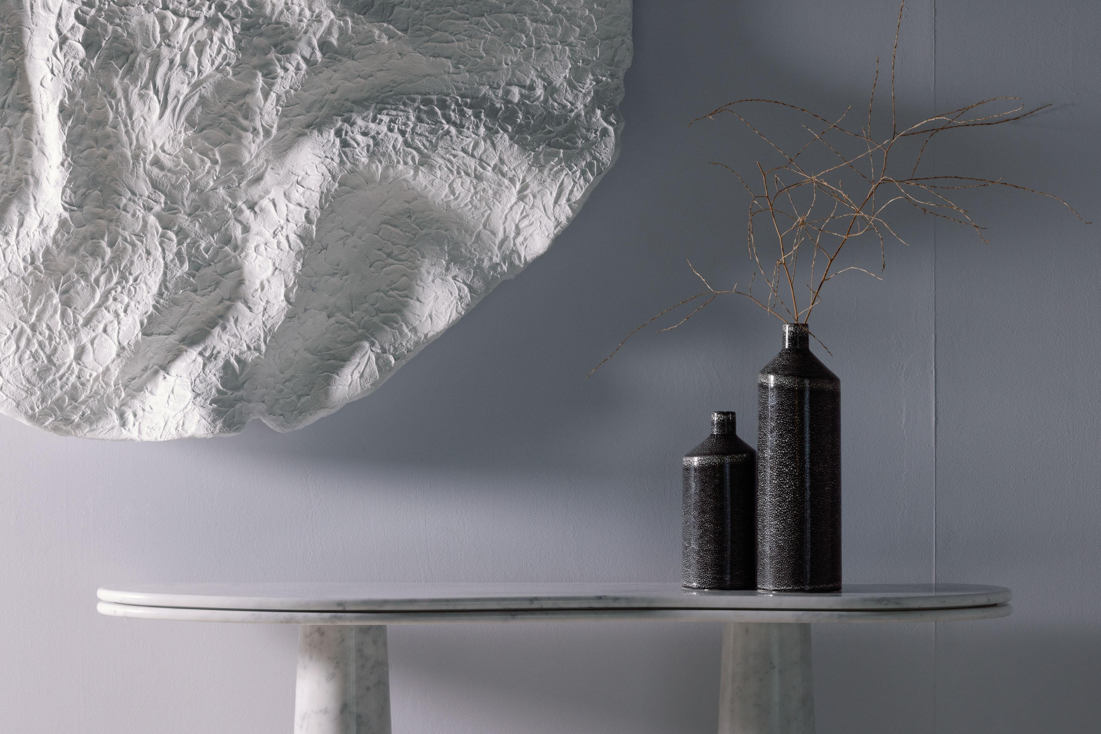 Brass Modern Silhueta Console Table Carrara Marble Handmade in Portugal by Greenapple For Sale