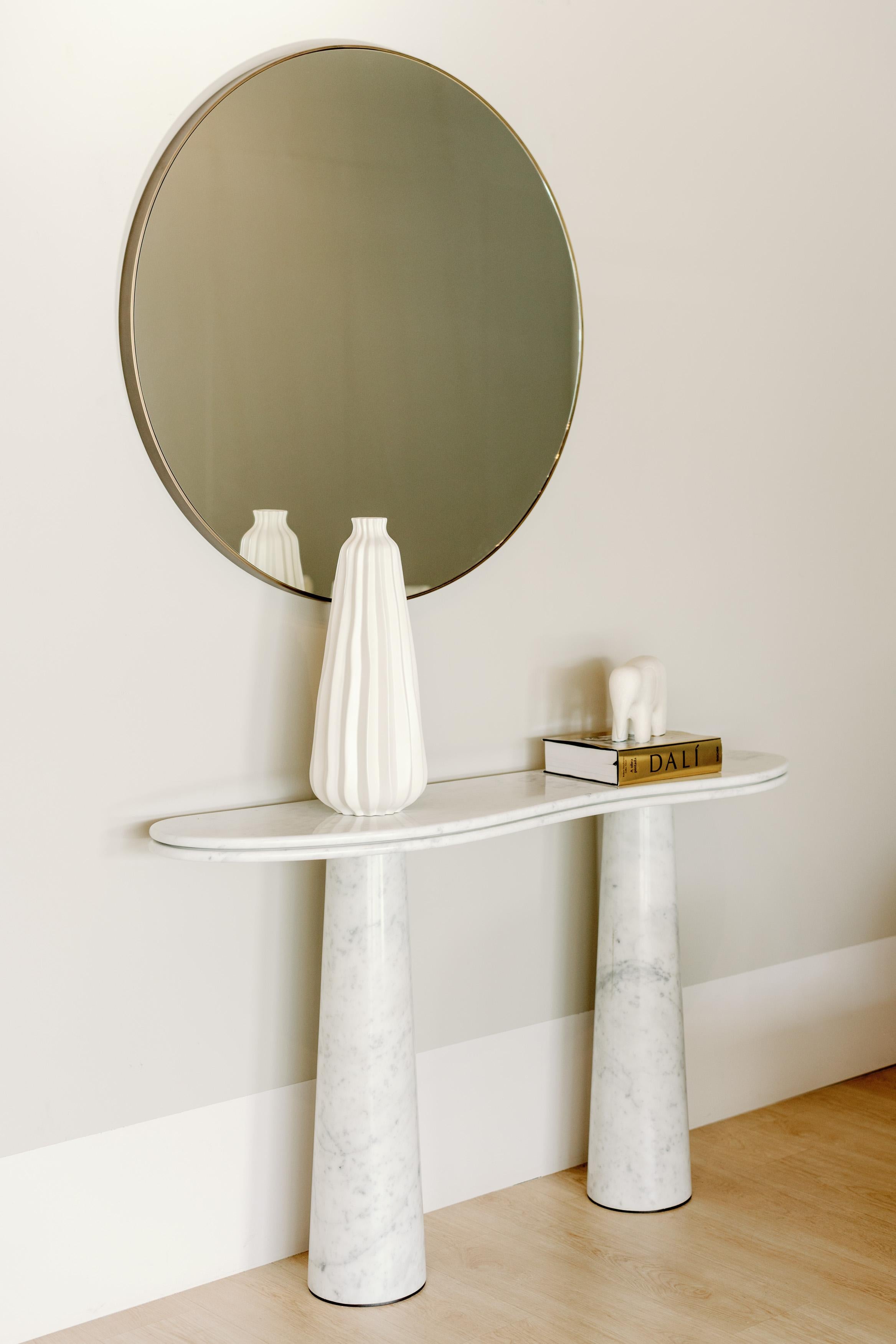 Modern Silhueta Console Table Carrara Marble Handmade in Portugal by Greenapple For Sale 1
